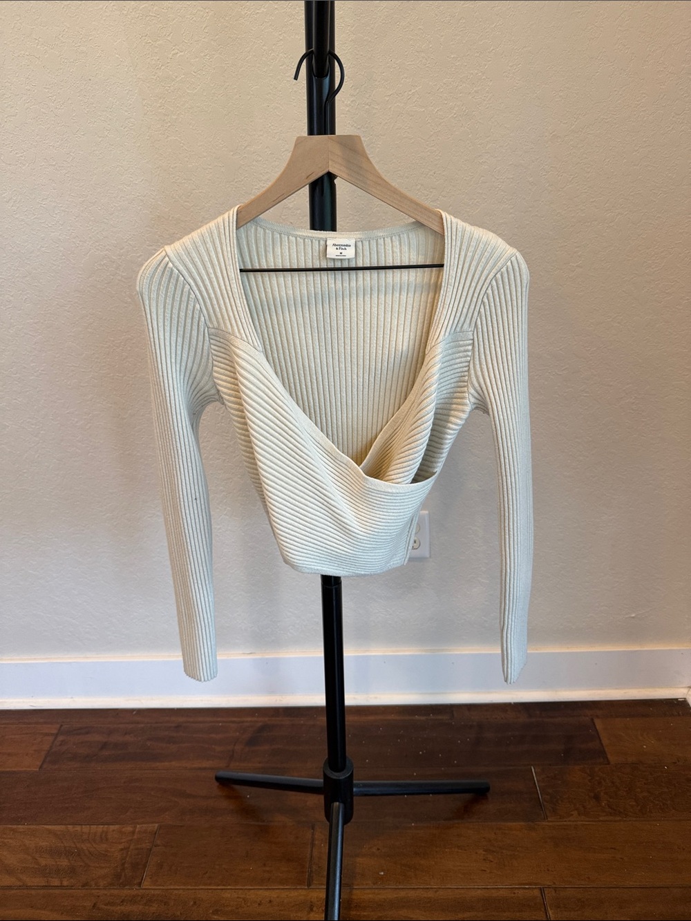Abercrombie & Fitch Cream Ribbed Wrap Sweater